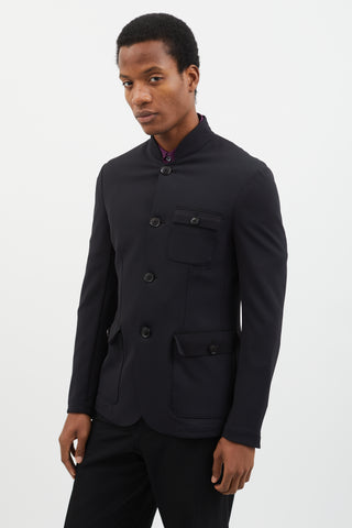 Emporio Armani Black Stand Collar  Blazer