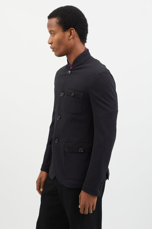 Emporio Armani Black Stand Collar  Blazer