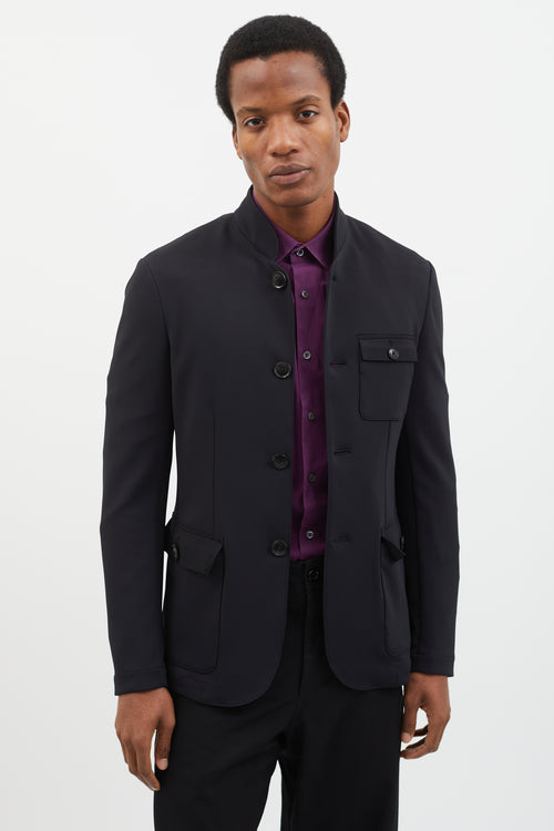 Emporio Armani Black Stand Collar  Blazer