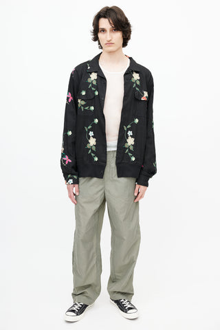 Engineered Garments Black 
Multicolour Floral Embroidered Shirt