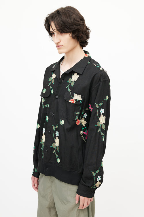 Engineered Garments Black 
Multicolour Floral Embroidered Shirt