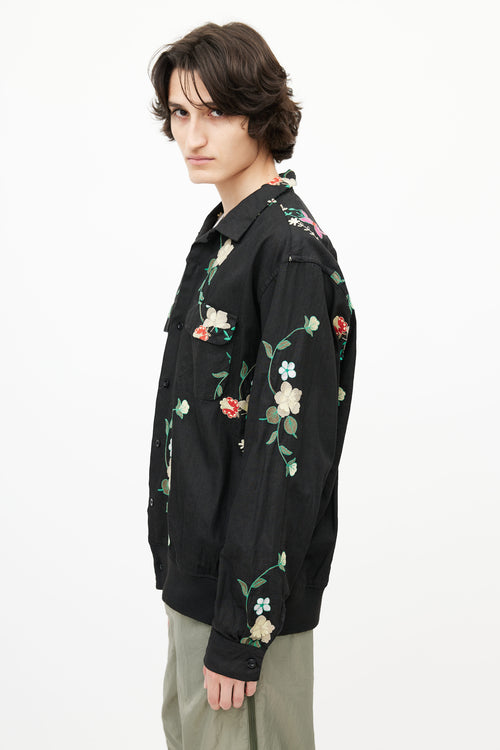 Engineered Garments Black 
Multicolour Floral Embroidered Shirt