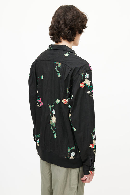 Engineered Garments Black 
Multicolour Floral Embroidered Shirt