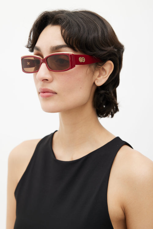 Escada Red Rectangular SES040 Sunglasses