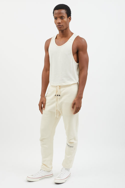 Essentials Cream 
Grey Logo Stamp Lounge Pant