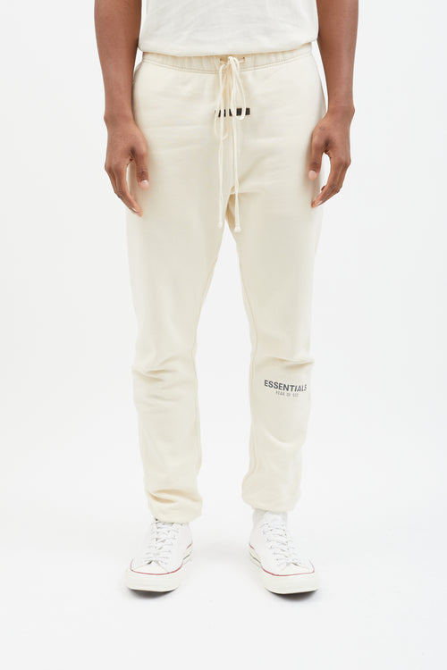 Essentials Cream 
Grey Logo Stamp Lounge Pant