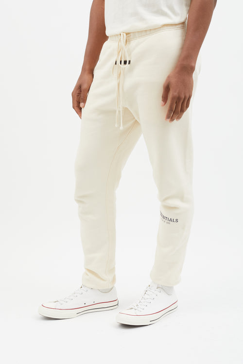 Essentials Cream 
Grey Logo Stamp Lounge Pant