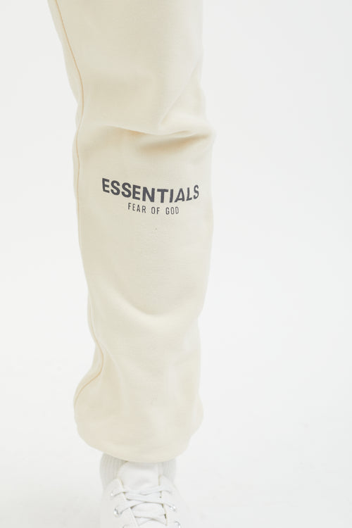 Essentials Cream 
Grey Logo Stamp Lounge Pant