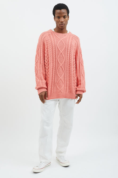 Essentials Pink Cable Knit  Sweater