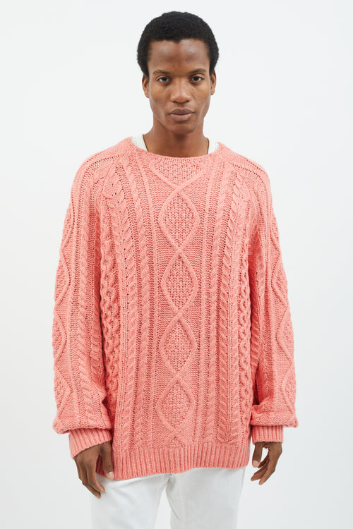 Essentials Pink Cable Knit  Sweater