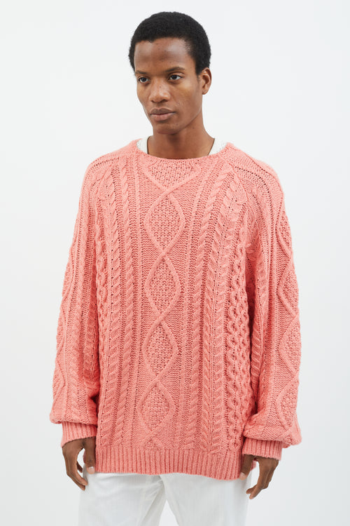 Essentials Pink Cable Knit  Sweater