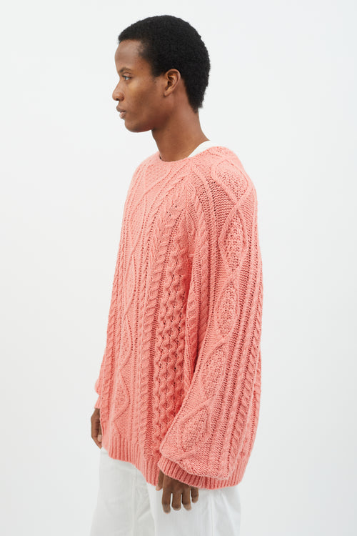 Essentials Pink Cable Knit  Sweater