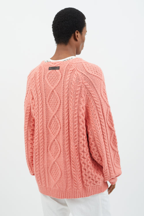 Essentials Pink Cable Knit  Sweater