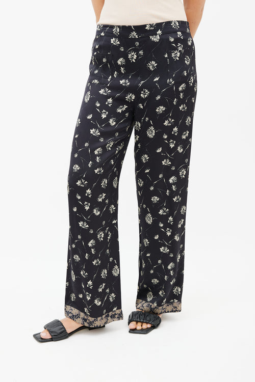 Etro Black 
Cream Floral Print Trouser