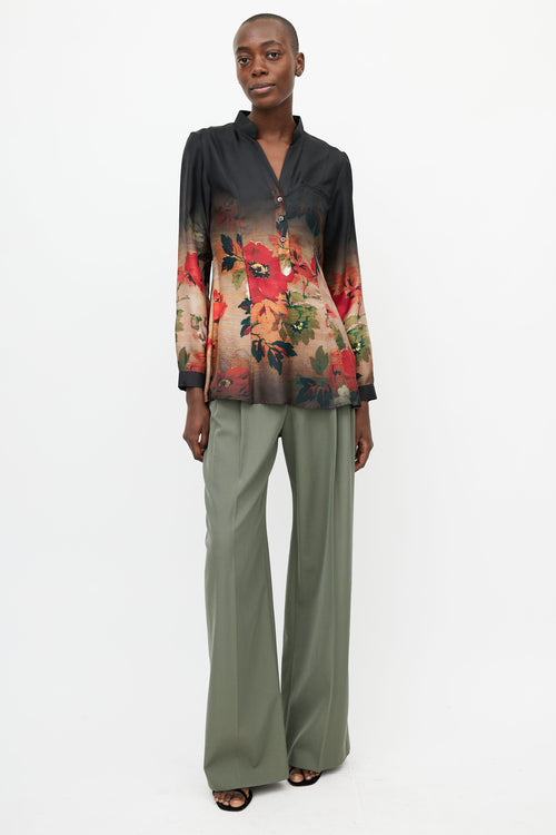 Etro Black 
Multi Gradient Floral Shirt