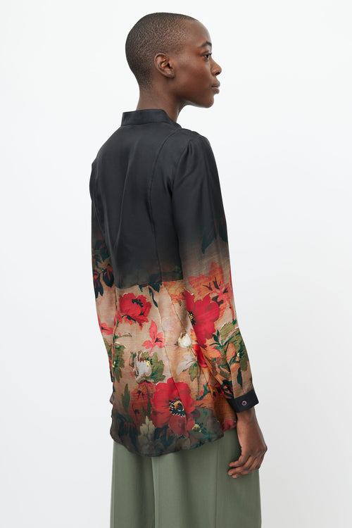 Etro Black 
Multi Gradient Floral Shirt