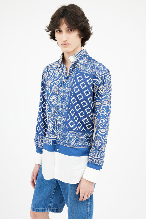 Etro Blue 
White Bandana Print Shirt