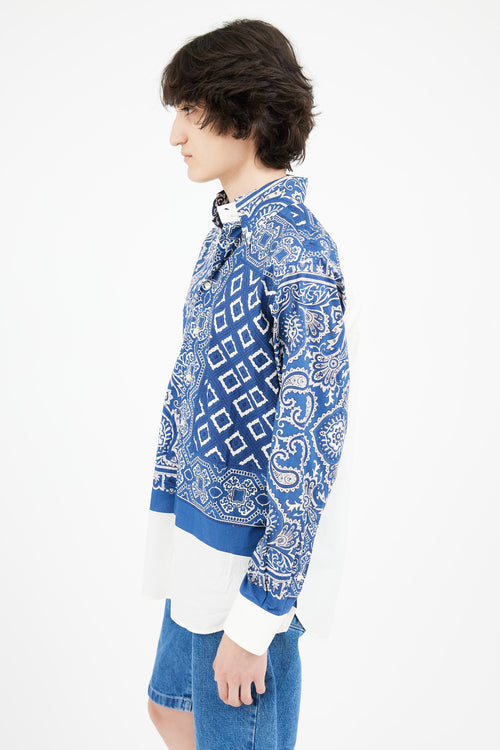 Etro Blue 
White Bandana Print Shirt