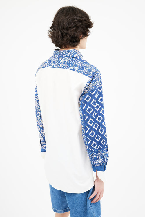 Etro Blue 
White Bandana Print Shirt