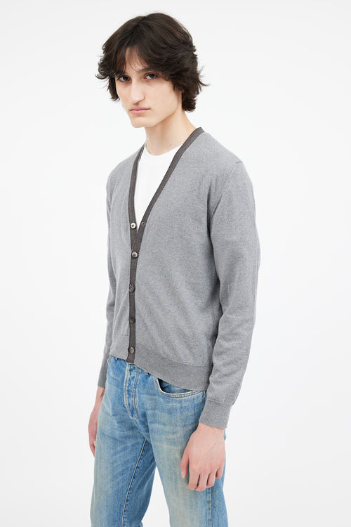 Etro Grey Wool V-Neck Cardigan