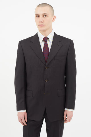 Etro Navy 
Grey Wool Stripe Two Piece Suit