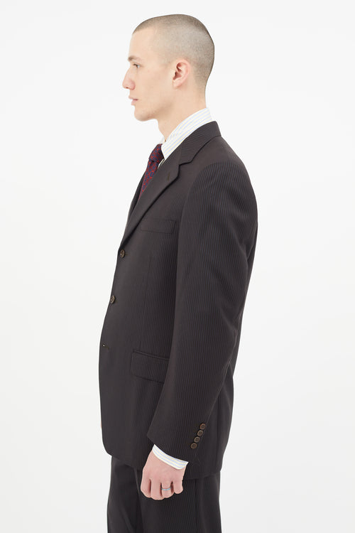 Etro Navy 
Grey Wool Stripe Two Piece Suit