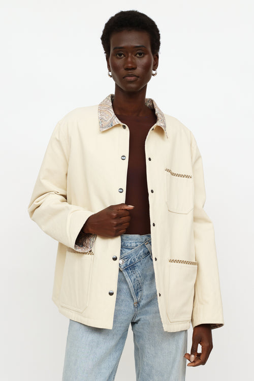 Etro Cream Embroidered Reversible Jacket