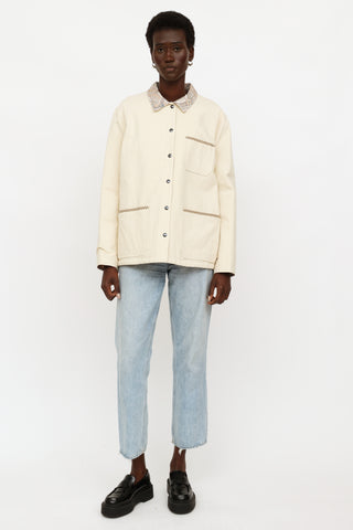 Etro Cream Embroidered Reversible Jacket