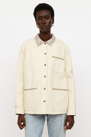 Etro Cream Embroidered Reversible Jacket