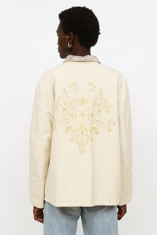 Etro Cream Embroidered Reversible Jacket