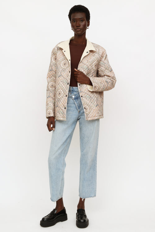 Etro Cream Embroidered Reversible Jacket