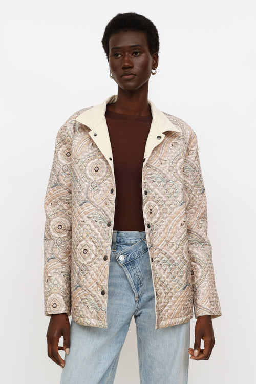 Etro Cream Embroidered Reversible Jacket