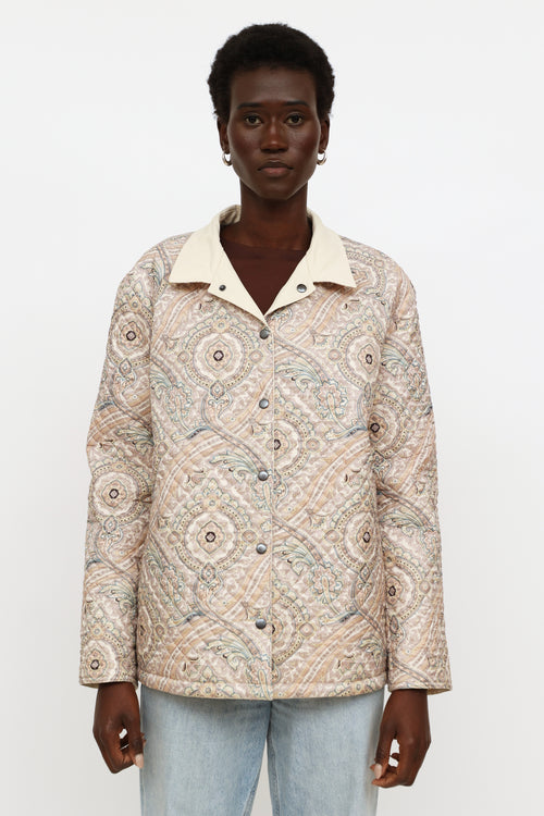 Etro Cream Embroidered Reversible Jacket