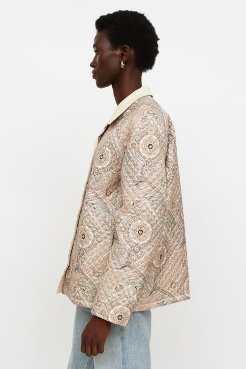 Etro Cream Embroidered Reversible Jacket