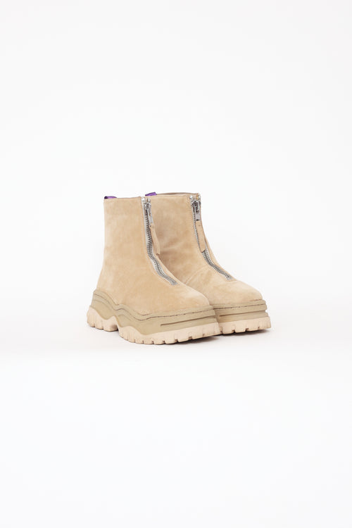 Eytys Beige Suede Raven Chunky Boots