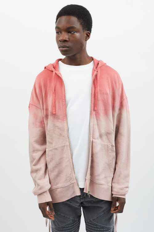 Faith Connexion Pink Gradient Tie-Dye Lace-Up Hoodie