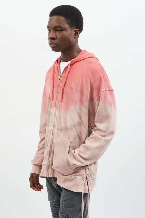 Faith Connexion Pink Gradient Tie-Dye Lace-Up Hoodie