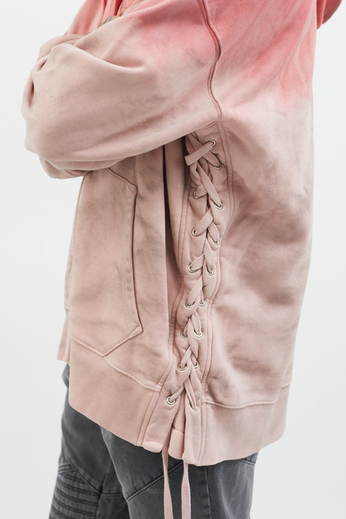 Faith Connexion Pink Gradient Tie-Dye Lace-Up Hoodie