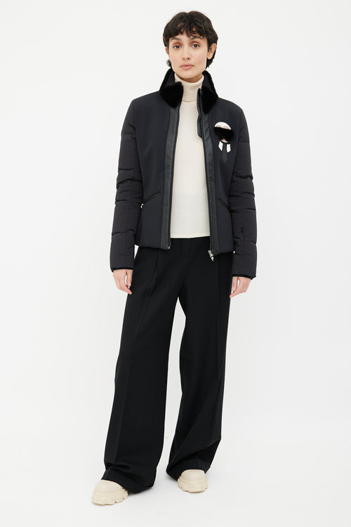 Fendi Black Fur Trim Patch Jacket