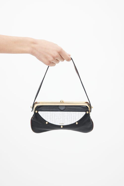 Fendi Black Leather Flipping Vanity Mirror Bag