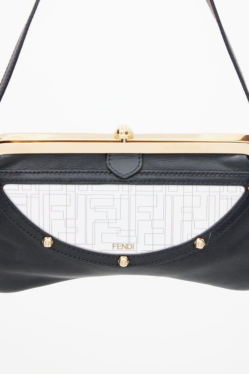 Fendi Black Leather Flipping Vanity Mirror Bag