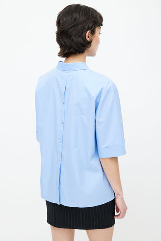 Fendi Blue Cotton Button Front 
Back Shirt