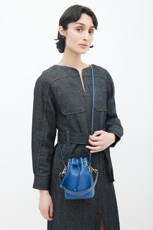 Fendi Blue Leather Mon Tresor Bucket Bag