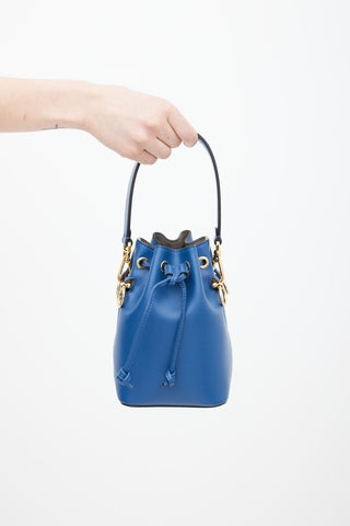 Fendi Blue Leather Mon Tresor Bucket Bag