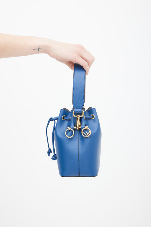 Fendi Blue Leather Mon Tresor Bucket Bag