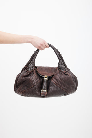 Fendi Brown Textured Leather Spy Shoulder Bag