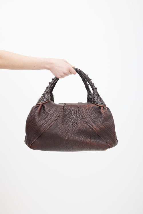 Fendi Brown Textured Leather Spy Shoulder Bag