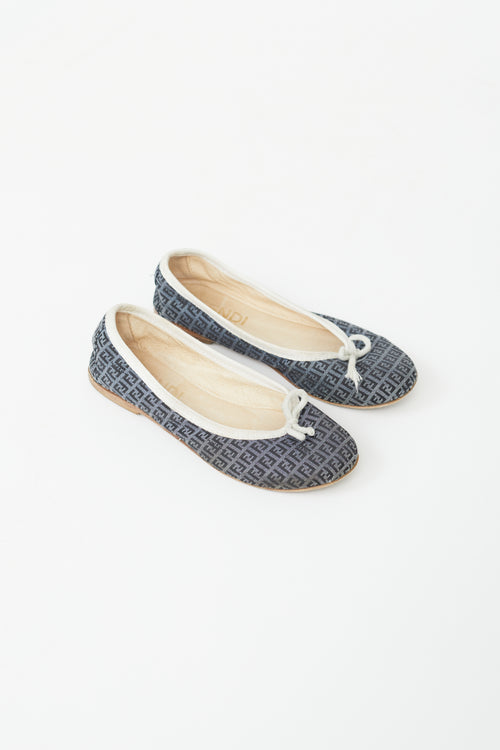 Fendi Kids Blue Zucca Canvas Flat