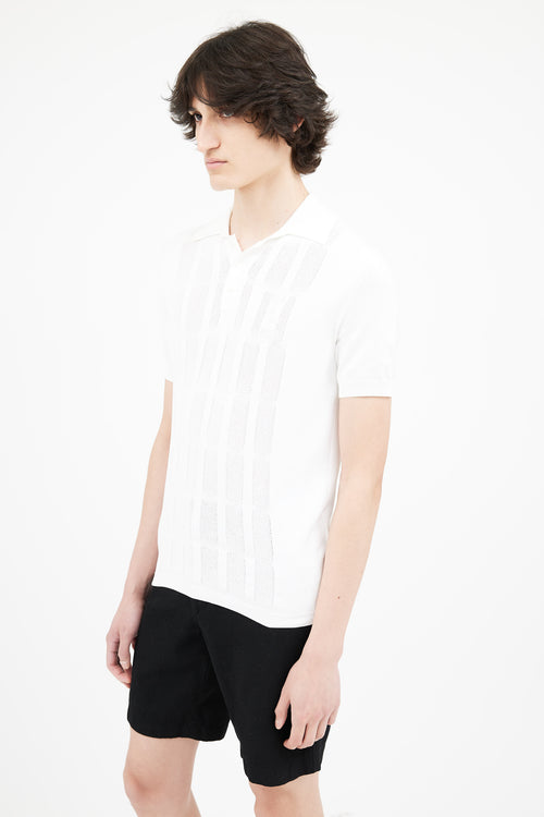 Fendi White Rib Knit Polo