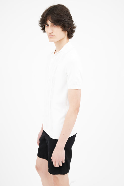 Fendi White Rib Knit Polo